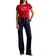 Lauren Ralph Lauren Cotton Jersey Embroidered Logo Crew Neck Short Sleeve T-Shirt