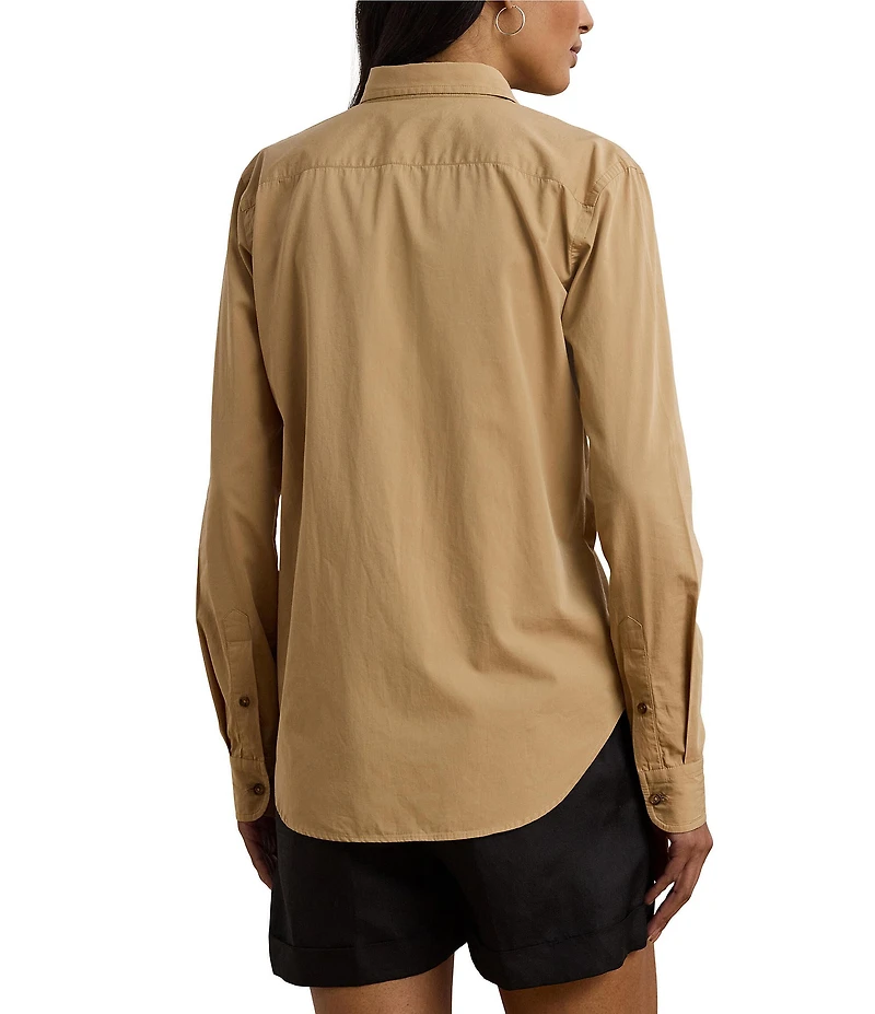 Lauren Ralph Lauren Cotton Point Collar Long Sleeves Button Front Shirt