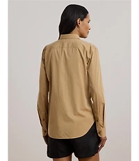 Lauren Ralph Lauren Cotton Point Collar Long Sleeves Button Front Shirt