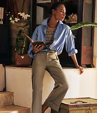 Lauren Ralph Lauren Cotton Poplin Point Collar Long Blouson Sleeve Button-Front Shirt