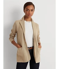 Lauren Ralph Lauren Notch Lapel Long Sleeve Cotton Knit Blazer
