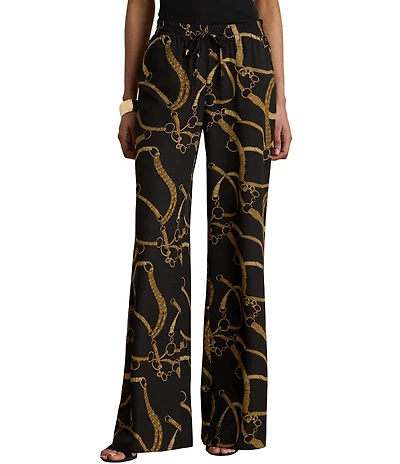 Lauren Ralph Lauren Crepe Belting Print Wide Leg Full Length Coordinating Pants