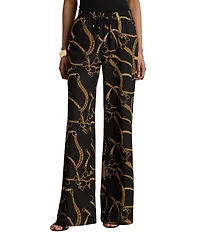 Lauren Ralph Lauren Crepe Belting Print Wide Leg Full Length Coordinating Pants
