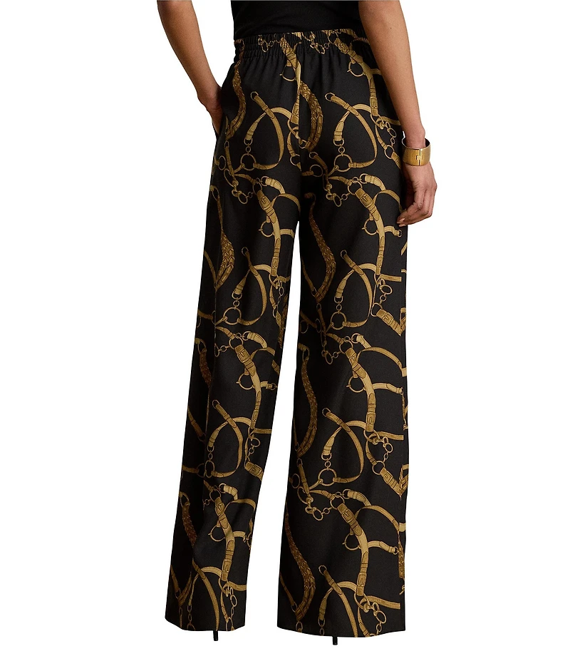 Lauren Ralph Lauren Crepe Belting Print Wide Leg Full Length Coordinating Pants