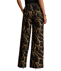 Lauren Ralph Lauren Crepe Belting Print Wide Leg Full Length Coordinating Pants