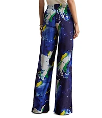 Lauren Ralph Lauren Crepe de Chine Abstract Print Wide Leg Coordinating Pull-On Pants