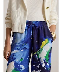 Lauren Ralph Lauren Crepe de Chine Abstract Print Wide Leg Coordinating Pull-On Pants