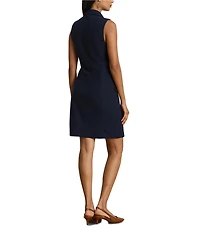 Lauren Ralph Lauren Crepe Double Breasted Notch Lapel Collar Sleeveless A-Line Dress