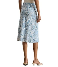 Lauren Ralph Lauren Crepe Paisley Print Midi A-line Skirt
