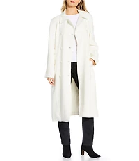 Lauren Ralph Lauren Crepe Point Collar Belted Double Breasted Trench Coat