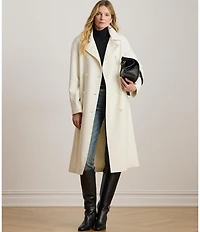 Lauren Ralph Lauren Crepe Point Collar Belted Double Breasted Trench Coat