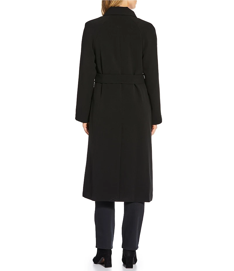 Lauren Ralph Lauren Crepe Point Collar Belted Double Breasted Trench Coat
