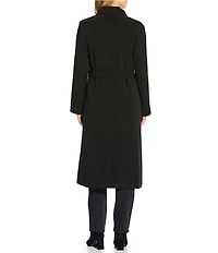 Lauren Ralph Lauren Crepe Point Collar Belted Double Breasted Trench Coat
