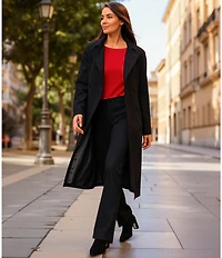 Lauren Ralph Lauren Crepe Point Collar Belted Double Breasted Trench Coat