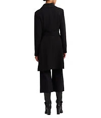 Lauren Ralph Lauren Crepe Shawl Collar Long Sleeve Belted Wrap Coat