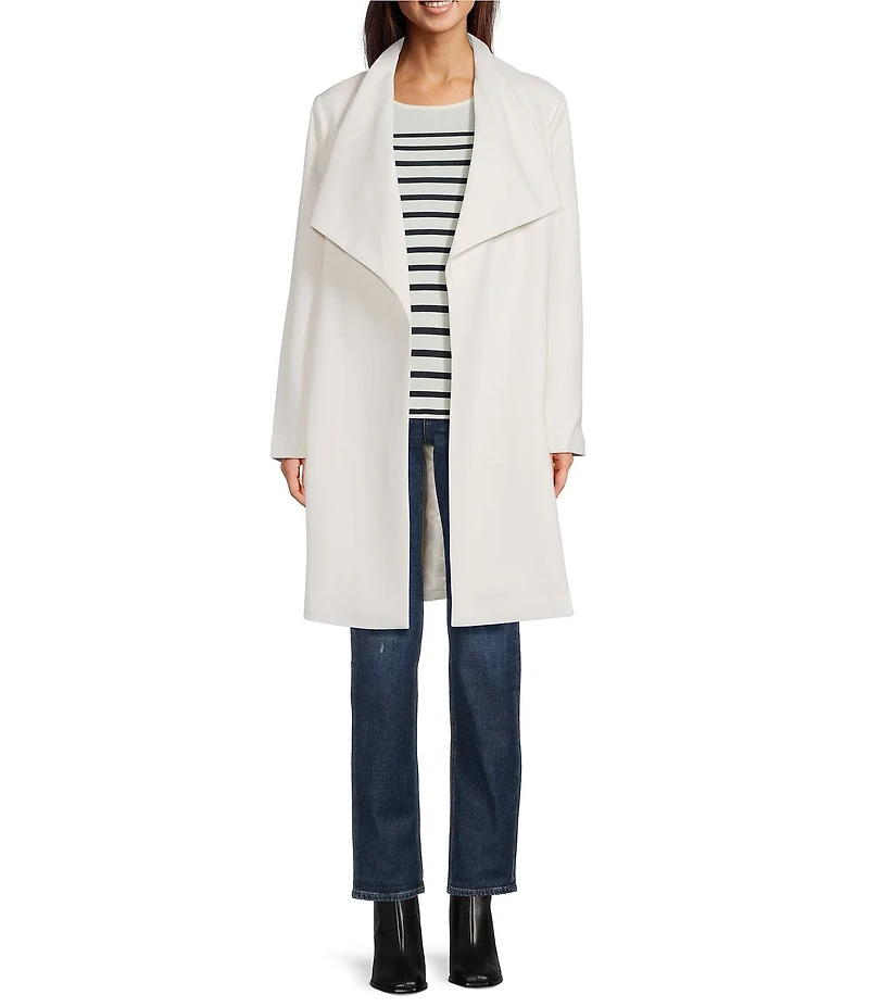 Lauren Ralph Lauren Crepe Shawl Collar Long Sleeve Belted Wrap Coat