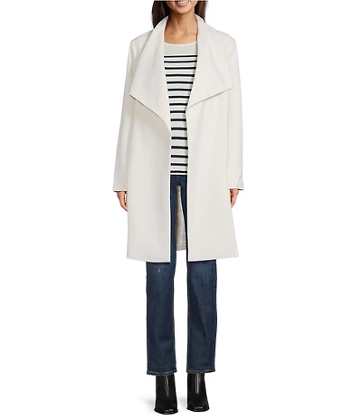 Lauren Ralph Lauren Crepe Shawl Collar Long Sleeve Belted Wrap Coat