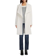 Lauren Ralph Lauren Crepe Shawl Collar Long Sleeve Belted Wrap Coat