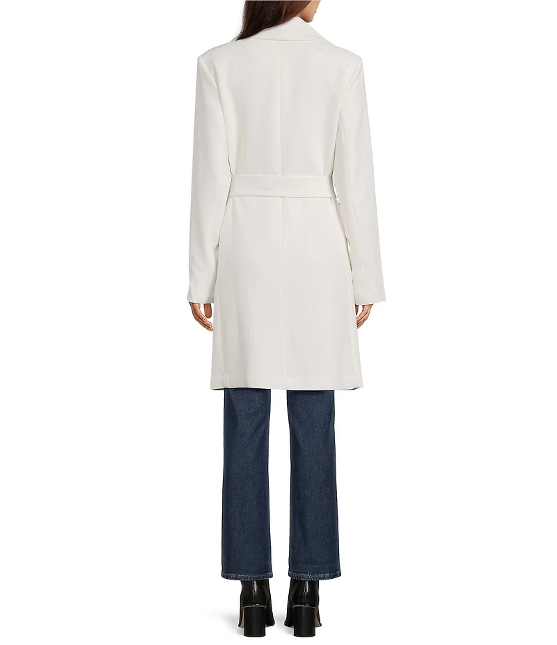 Lauren Ralph Lauren Crepe Shawl Collar Long Sleeve Belted Wrap Coat