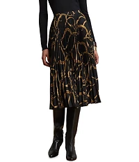 Lauren Ralph Lauren Crepe Sunburst Print Pleated A-Line Skirt