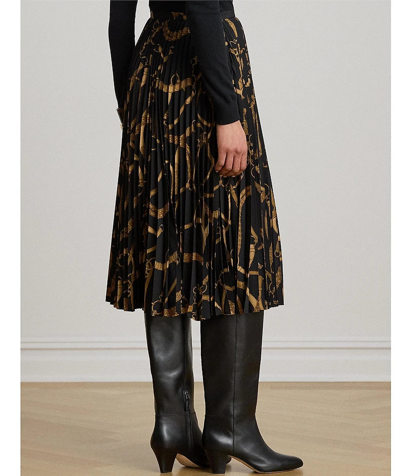 Lauren Ralph Lauren Crepe Sunburst Print Pleated A-Line Skirt