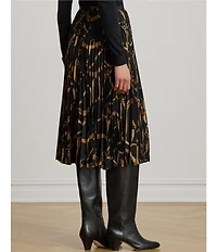 Lauren Ralph Lauren Crepe Sunburst Print Pleated A-Line Skirt