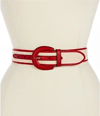 Lauren Ralph Lauren Crescent Buckle Wide Canvas Leather Belt