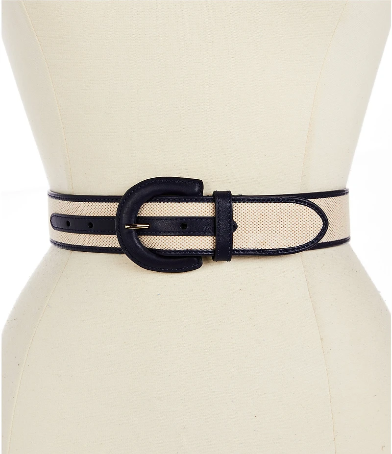 Lauren Ralph Lauren Crescent Buckle Wide Canvas Leather Belt