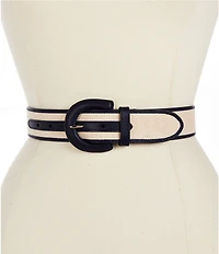 Lauren Ralph Lauren Crescent Buckle Wide Canvas Leather Belt