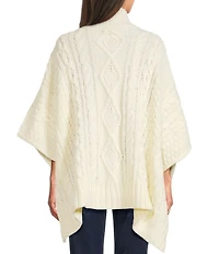 Lauren Ralph Lauren Crest Button Cable Knit Poncho