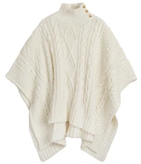 Lauren Ralph Lauren Crest Button Cable Knit Poncho