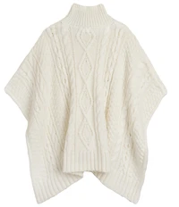 Lauren Ralph Lauren Crest Button Cable Knit Poncho