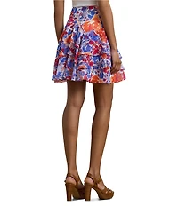 Lauren Ralph Lauren Crinkle Georgette Floral Print Tiered A-Line Skirt