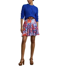 Lauren Ralph Lauren Crinkle Georgette Floral Print Tiered A-Line Skirt