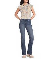 Lauren Ralph Lauren Crinkle Georgette Print Band Collar Short Sleeve Shirt