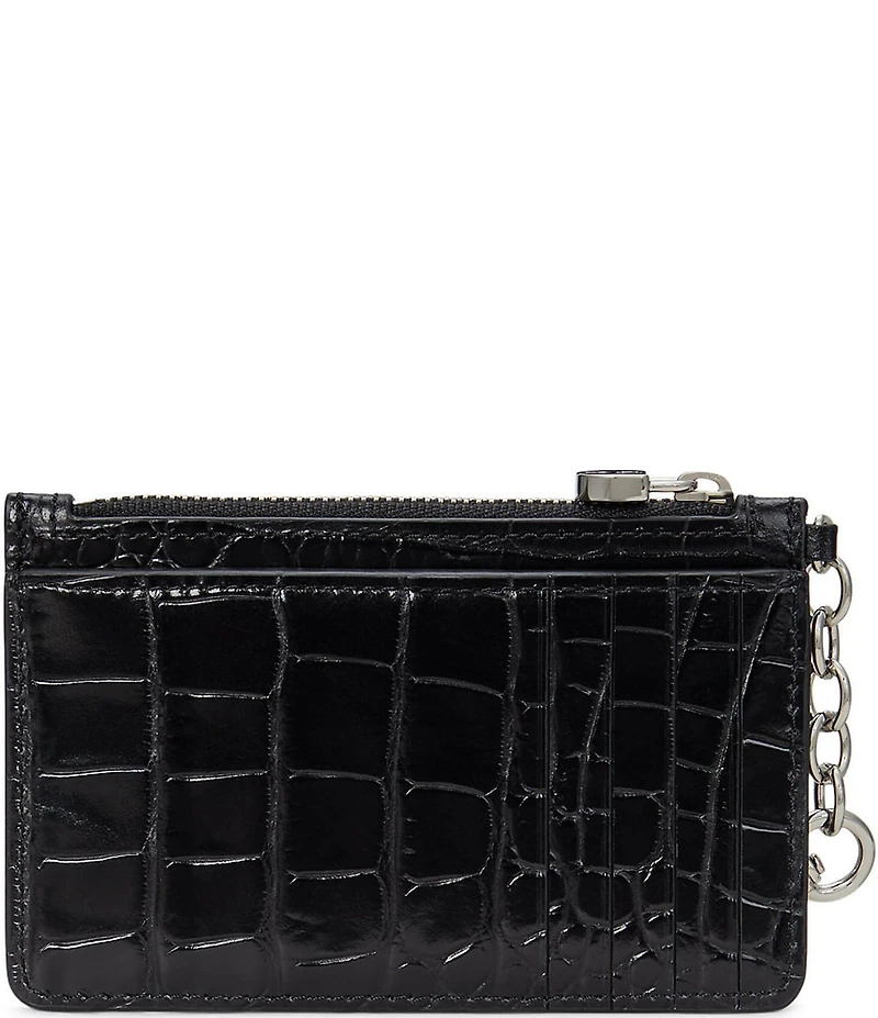 Lauren Ralph Lauren Crocodile Embossed Leather Zip Card Case