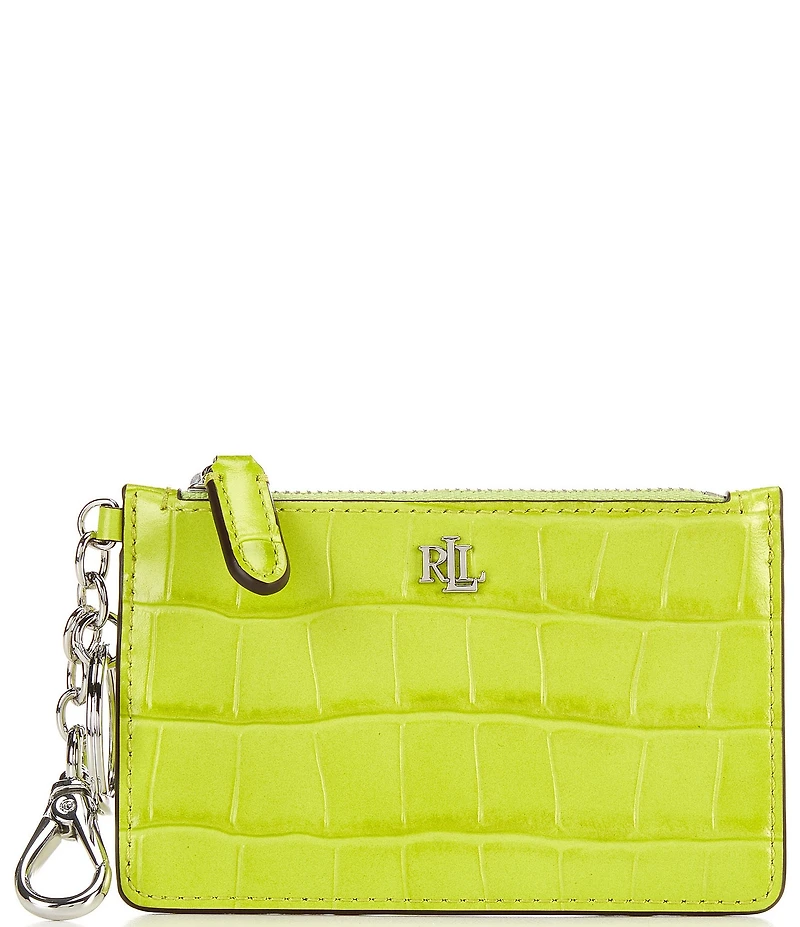 Lauren Ralph Lauren Crocodile Embossed Leather Zip Card Case