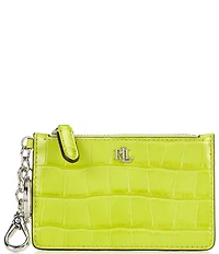 Lauren Ralph Lauren Crocodile Embossed Leather Zip Card Case
