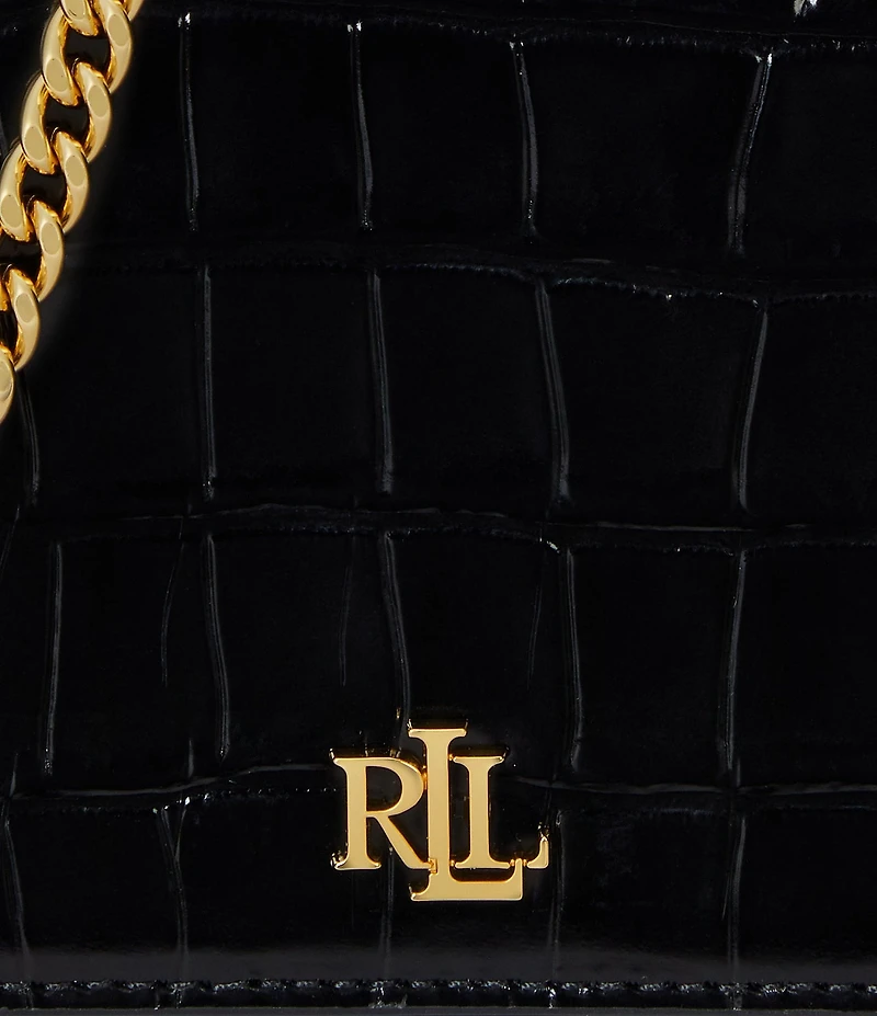 Lauren Ralph Lauren Adair II Medium Crocodile Embossed Chain Crossbody Bag
