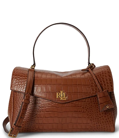 Lauren Ralph Lauren Croc-Embossed Medium Farrah Soft Satchel Bag
