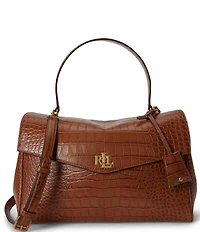 Lauren Ralph Lauren Croc-Embossed Medium Farrah Soft Satchel Bag