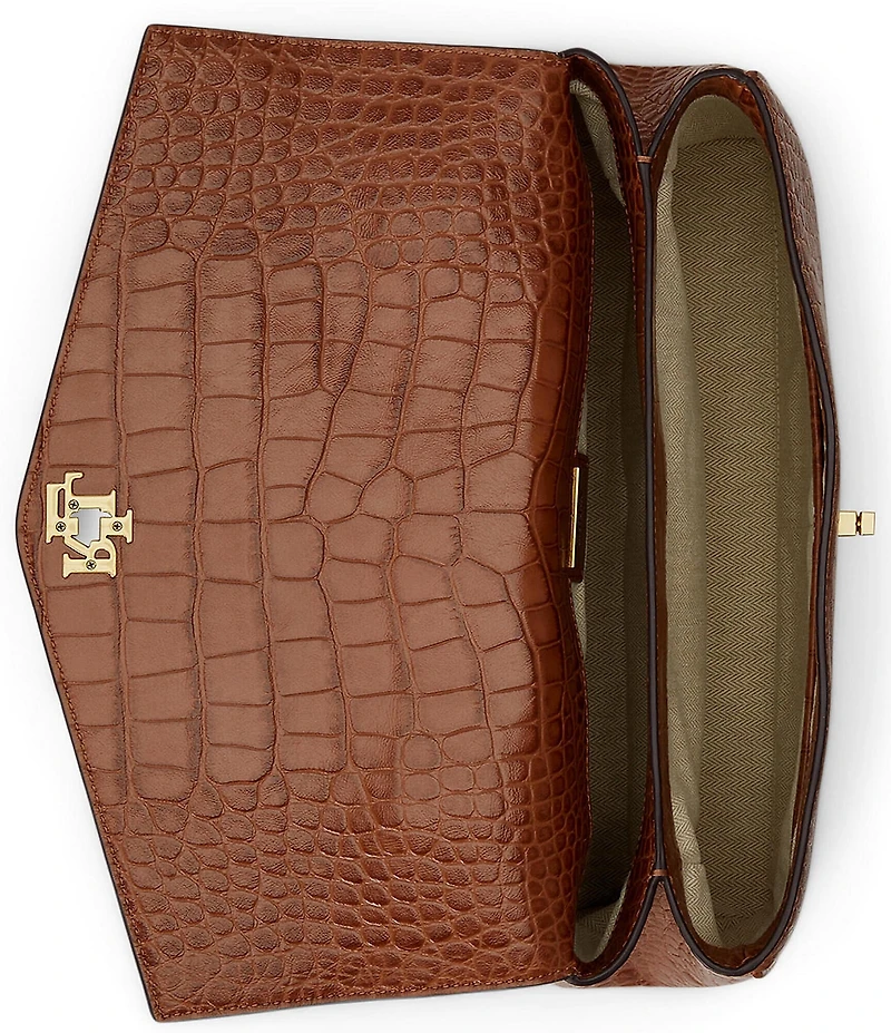 Lauren Ralph Lauren Croc-Embossed Medium Farrah Soft Satchel Bag