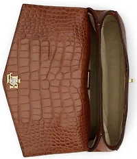 Lauren Ralph Lauren Croc-Embossed Medium Farrah Soft Satchel Bag