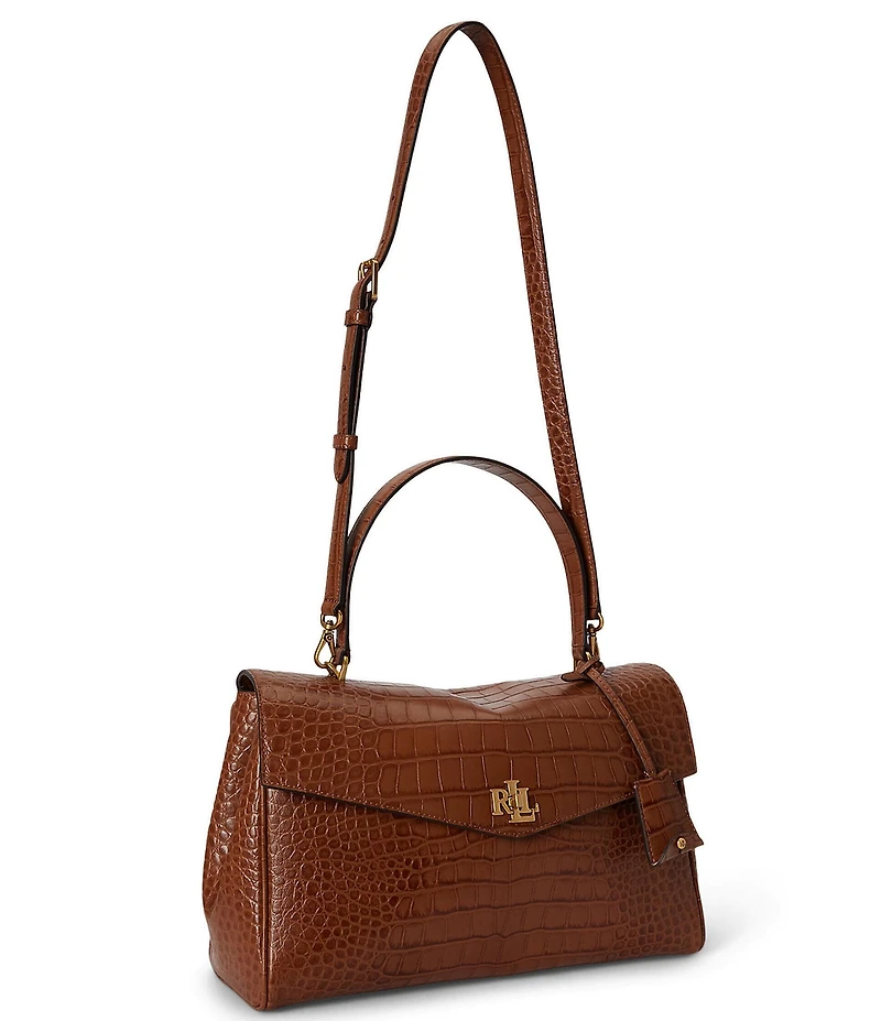Lauren Ralph Lauren Croc-Embossed Medium Farrah Soft Satchel Bag