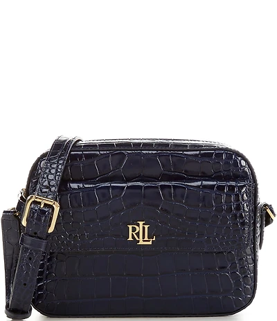 Lauren Ralph Lauren Marcy Crocodile Embossed Camera Crossbody Bag
