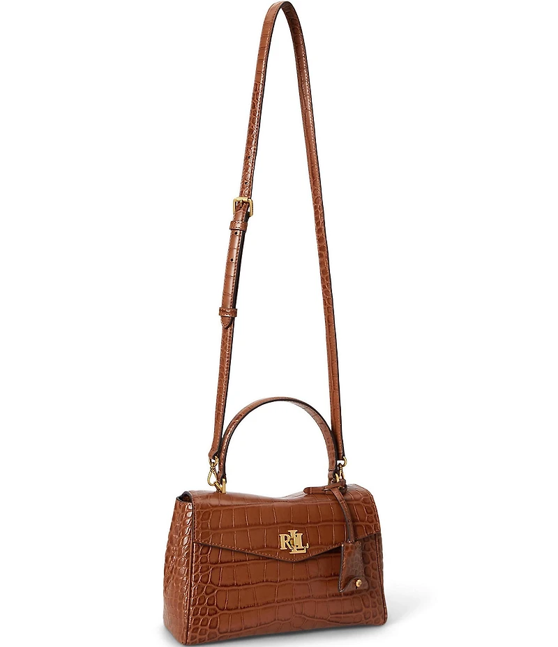 Lauren Ralph Lauren Croc-Embossed Farrah Soft Satchel Bag