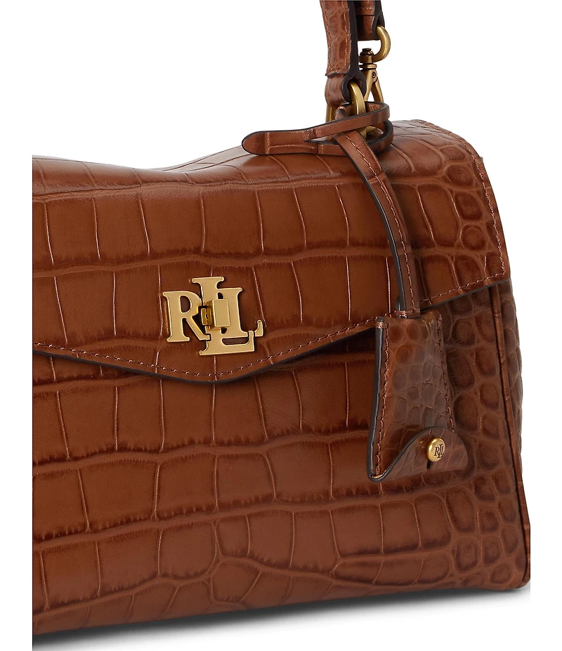 Lauren Ralph Lauren Croc-Embossed Farrah Soft Satchel Bag