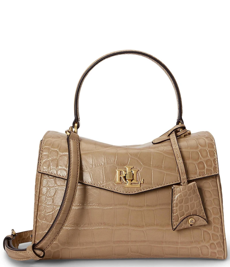 Lauren Ralph Lauren Croc-Embossed Farrah Soft Satchel Bag