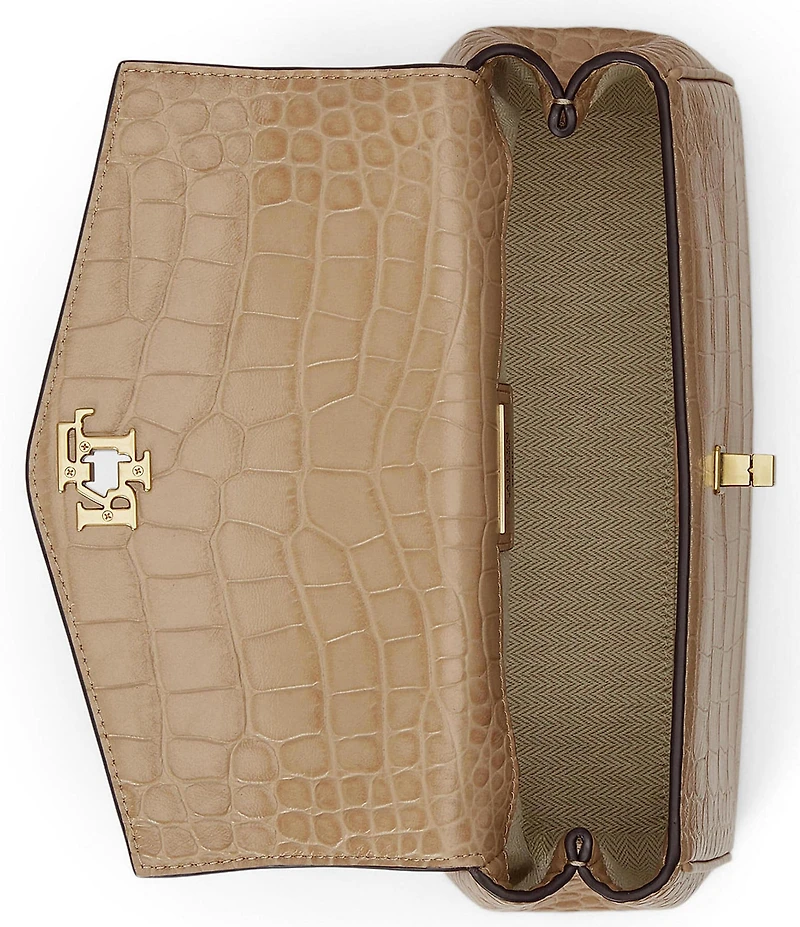 Lauren Ralph Lauren Croc-Embossed Farrah Soft Satchel Bag