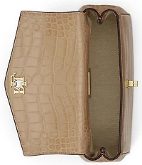 Lauren Ralph Lauren Croc-Embossed Farrah Soft Satchel Bag